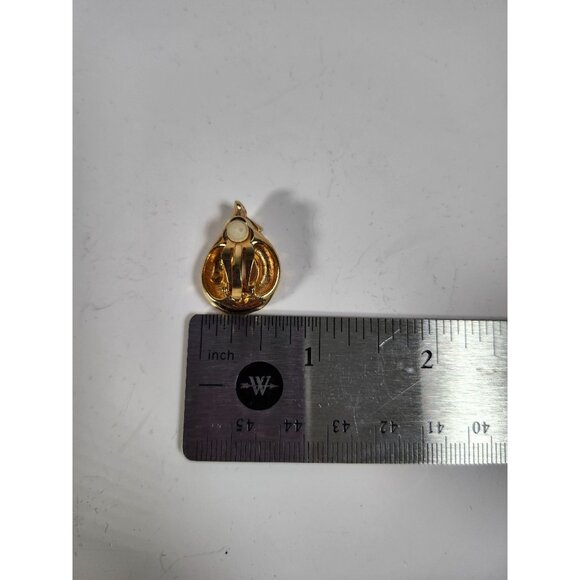 Vintage Swarovski Gold-Tone Snake Clip-On Earrings With Ruby Red Crystal Accent - Picture 6 of 7